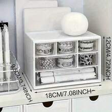 1pc Transparent Plastic Desktop Drawer Storage Box - Large Capacity Multi-Function Storage Box, Suitable For Office Supplies, Cosmetics And Bathroom Supplies, Lightweight Design, Suitable For Home Or Office Use, Desktop Storage Box - Multicolor - View 4