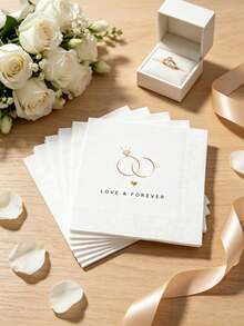 20 Sheets Per Pack "Love & Forever" Paper Serviettes, 5x5 Inch PlacematsThick 3-Ply Absorbent Napkins For Modern Courthouse Ceremonies, Minimalist Church Weddings, Civil Union Receptions, And Elegant Post-Vow Cocktail Hours - Multiple Styles - View 9