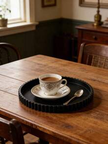 1pc Decorative Coffee Table Tray, White Round Tray, Modern Wavy Tray, Home Living Room Dining Room Kitchen Countertop Bathroom Decor Centerpiece Round Tray, Multi-Functional Tray, Christmas Gift, Home Decor, Coffee Table Centerpiece, Non-Food Contact - Multicolor - View 6