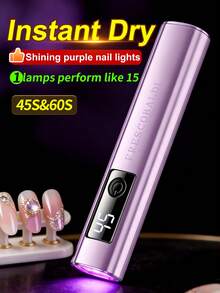 1pc Handheld Nail UV Lamp With Screen Display, Suitable For Gel Manicure, Mini Nail Lamp, Portable LED Nail Dryer, USB Nail Curing Machine, Quick Curing Nail & Foot Care Tool - Purple - View 3