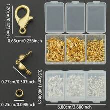 330pcs/Box DIY Jewelry Accessories, Includes 30 Lobster Clasps, 95 Embossed Caps And 205 Spacer Beads, Suitable For Weaving, Beading, Jewelry Making - Accessory Set (330 Pieces)/box - View 4