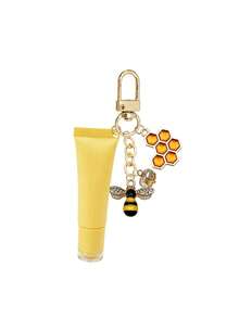 Lindo llavero de tubo de brillo labial con abeja y panal de strass, colgante de abeja de esmalte amarillo dulce para bolso, llavero de coche de moda, accesorio de bolso exquisito, fácil de usar, regalo perfecto para niñas y mujeres, recuerdo de boda práctico y elegante, regalo de fiesta, regalo de cumpleaños, regalo del Día del Maestro, regalo de vuelta a la escuela, artículo práctico esencial para el desplazamiento diario, la escuela y los viajes - Multicolor - Ver 12