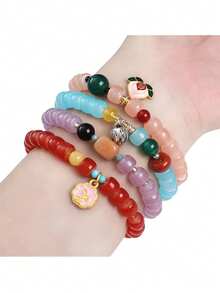 30pcs 8*6mm Retro Imitation Jade Glass Cylinder Loose Beads, Handmade DIY Jewelry Accessories, Spacer Beads For Bracelet Necklace Earring Craft Making - 8*6mm Glass Tube Beads - View 3