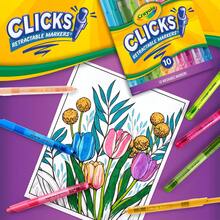 Crayola Clicks Retractable Markers Set (10pcs), Vibrant Colors, No-Dry Washable, Long-Lasting Coloring Supplies, Back To School Essential, Kids Gift - Sets - View 4