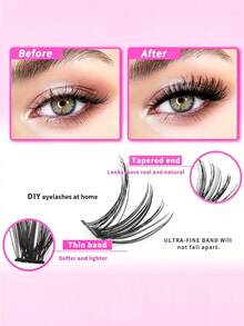 640 Clusters D Curl Single Strand Eyelash Extensions, 9-16mm Mixed Length, Large Capacity Segmented Eyelashes, D Curl Dense Cluster Eyelashes, Lightweight Layered Makeup Effect, Easy For DIY Home Use And Daily Makeup, Gift - D - View 3