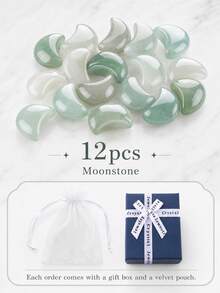 Crescent Moon Natural Healing Crystal Stone Gift Box Polished Pocket Gemstone Ring Face DIY Jewelry Pendant Decoration Gift Bag Women Birthday Holiday Gift - Green Aventurine - View 10