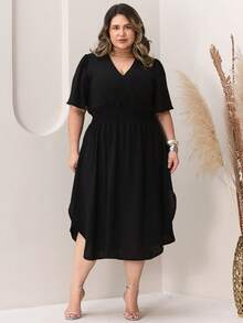 Plus Size Dresses - Black - View 1