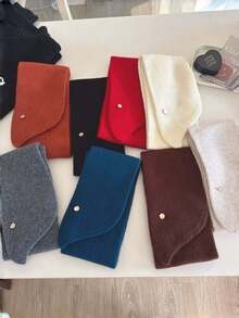 1pc Solid Color Polyester (Polyester) Scarf, Autumn/Winter Cross-Over Small Scarf, Warm Neck Warmer, Simple Neck Scarf, Perfect Gift For Girlfriend Or Best Friend, Suitable For Autumn/Winter Outdoor Wear - Multicolor - View 2