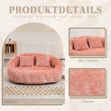 Bean Bag Sofa - Beige Chenille, Comfortable Accent Chair For Home And Outdoor Use - 粉色 - 查看 2