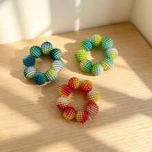 3/2/1pc Sensory Rings With Tactile Beads, Random Color, Stress Relief Design, Adjustable Rings, Multi-Color Gradient, Can Be Used As Finger Massager, Various Styles Tactile Bead Stress Relief Rings - Multicolor - View 2