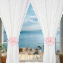 2 Stück Blumen-Vorhanghalter, 3D-Blumendesign, Vorhangclips ohne Bohren, moderne minimalistische Vorhangbefestigungen, Vorhanghalter, Vorhanghaken, geeignet für Schlafzimmer, Wohnzimmer und Heimdekoration - Verschiedenfarbig - Übersicht 5