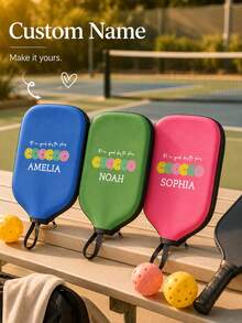 1pc Customized Pickleball Paddle Cover, Design Your Own Paddle Protector, Personalized Neoprene Paddle Cover With Zipper, Personalized Pickleball Paddle Cover, Pickleball Paddle Holder Gift, Team Gift - Multicolor - View 3