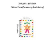 1pc Reach For The Stars Nursery Wall Art, Cute Star Print Canvas Painting, Inspirational Quote Poster For Boys And Girls Bedroom, Unframed/Framed/Hanging Decor - Multicolor - View 14