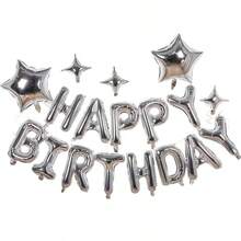 18pcs Silver Birthday Banner, Five-Point Star & Four-Point Star Foil Balloon Set, Suitable For Birthday Party Decoration, Theme Party Setup, Birthday Atmosphere Decor, Bachelor Party Setup, Coming Of Age Ceremony, First Birthday - View 8
