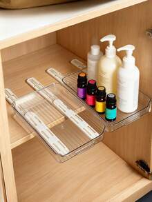 2/4/6/8pcs Heavy Duty Silent Roller Kitchen Cabinet Pull-Out Basket Slide Rails_Drawer Storage Basket Telescopic Rails, Closet And Bathroom Hanging Rods, Drill-Free Adjustable Shelf Slide Rails For Storage Boxes, File Organizers - Multicolor - View 2