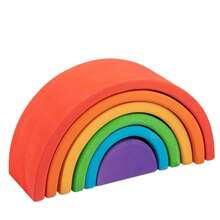 Colorful Stacking Blocks Wooden Rainbow Blocks Children's Arch-Shaped Building Blocks Toy Children's Creative Assembly Blocks Toy For Spatial Imagination And Fine Motor Skills Development Children's Gift - Multicolor - View 16