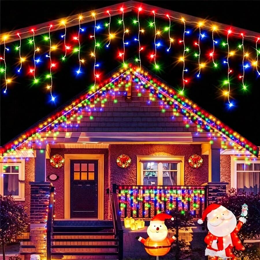 Battery Box Christmas Icicle Lights - LED String Lights With 8 Modes, Perfect For Outdoor Holiday Decor, Garden, Patio And Halloween, Christmas Decoration, Suitable For Christmas, Wedding, Bar, Cafe Salon And Store Display
