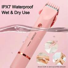 Afeitadora Eléctrica para Mujer, Recortadora de Bikini 2 en 1, Afeitadora Eléctrica Recargable por USB para Cabello Corporal, Rostro, Piernas, Bikini, Axilas y Brazos - Rosa - Ver 4