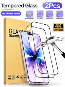 2pcs High Definition Tempered Glass Screen Protector, Ultra Clear Image, Rounded Corner Design, Touch Sensitive, Waterproof & Anti-Fingerprint, Compatible With IPhone 18Pro 18Pro Max 17 Pro Max, 16 Pro Max, 15, 14, 13, 12, 11, X, XS Max, XR And Other Models, Easy Installation, Phone Accessories - Clear - View 40