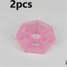 2 piezas Caja de almacenamiento mini de 7 rejillas - Estuche de pastillas semanal portátil, regalo ideal para personas mayores y viajeros - Rosa Fucsia - Ver 35