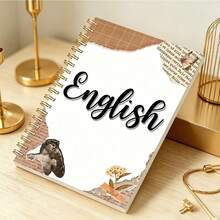 1 Buah Buku Catatan Spiral Sampul Keras Gaya Inggris - Ukuran 5,5x8,3 Inci, Desain Garis Kuliah, Font Retro dan Pola Sastra, Cocok untuk Penggunaan Kantor dan Sekolah, Hadiah untuk Guru dan Siswa Wanita, Bahan Kertas Berkualitas Tinggi, Alat Tulis - MultiWarna - View 3