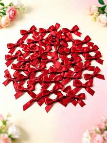 50 piezas/100 piezas Juego de lazos de cinta roja - Adecuado para decoración de envolver regalos, pinzas para el cabello de fiesta de boda, suministros hechos a mano para todas las estaciones - lazo de cinta de 4 cm - Ver 10