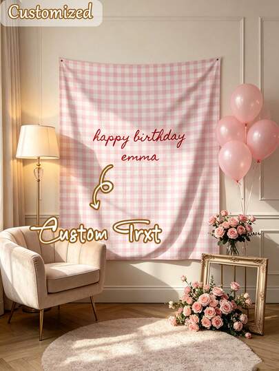 Customized Birthday Banner, Personalized Birthday Name Flag, Fabric Birthday Sign, Outdoor Wall Art Background, Aesthetic, Party Decor