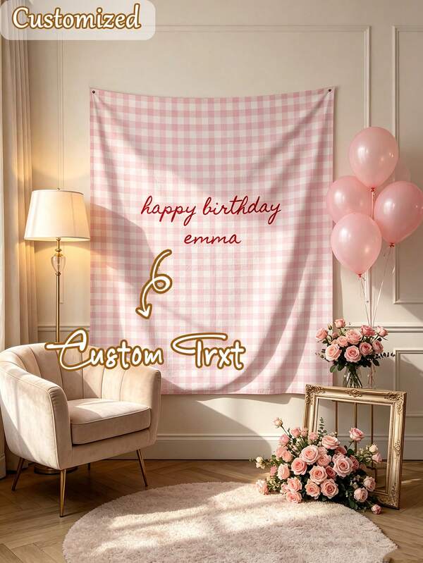 Customized Birthday Banner, Personalized Birthday Name Flag, Fabric Birthday Sign, Outdoor Wall Art Background, Aesthetic, Party Decor