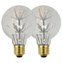 Set (2PCS) LED Firework Light Bulbs, G80 Starry 220V-240V E27 Screw Base 2300K Warm White Transparent Glass Bulbs Non-Dimmable, Suitable For Holiday Wedding Party Indoor Decoration Lighting, 3.14"X4.33" - G80 Starry - View 13