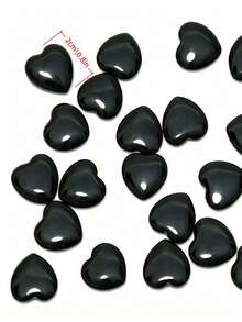 Heart-Shaped Obsidian 20 Carved Palm Stone - Polished Love Shaped Gemstone - Trouble Stone - Suitable For Gift, Home, Decoration - Black Heart 20pcs - View 4