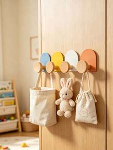 4pcs Self-Adhesive Wall Hooks (Solid Color Round), Suitable For Children's Room, Girls' Room Decor, Baby Nursery Newborn Essentials - Multicolor - View 6