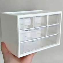 1pc Transparent Plastic Desktop Drawer Storage Box - Large Capacity Multi-Function Storage Box, Suitable For Office Supplies, Cosmetics And Bathroom Supplies, Lightweight Design, Suitable For Home Or Office Use, Desktop Storage Box - Multicolor - View 2