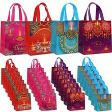 20/12/4pcs Diwali Gift Bags, Oil Lamp Double-Sided Print Tote Bags, Shopping Bags Suitable For Diwali Gift Giving And Blessing - Multicolor - View 2