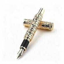 Luxury Gold Embossed Cloud Pattern Fountain Pen Vintage Metal Carved M Nib Business Signature Writing Pen Collectible Gift Stationery - Huabiao - View 13