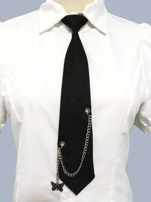 1pc Unisex Punk Black Chain Tie, Suitable For Personalized Streetwear And Daily Wear - Multicolor - View 8