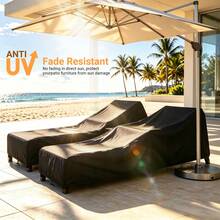 Outdoor Pool Lounge Chair Cover Set, All-Weather Dustproof & UV-Resistant Patio Furniture Protector, 210D Tear-Resistant Oxford Fabric With Breathable PU Coating, Dust & Stain Resistant, Bottom Drawstring + Four-Corner Tie-Down Windproof Design, Secure Fit, Suitable For Patio, Lawn, Deck Lounge Chairs - Protective Case - View 1