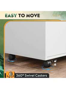 3 Drawer Mobile File Cabinet, Wood Lockable Drawers Printer Stand With Open Storage Shelf Fits A4 Or Letter Size For Home Office, White Father's Favorite Gift - A4 - View 6