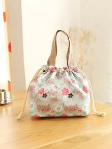 1 buah Tas Bekal Makan Siang Serut Motif, Kantong Bento Genggam Portabel, Tas Penyimpanan Makanan Tahan Air dan Dapat Digunakan Kembali, untuk Sekolah, Perjalanan Luar Ruangan, Berkemah, dan Piknik Sehari-hari, Serbaguna untuk Semua Musim - Tersedia berbagai warna dan gaya. - View 15