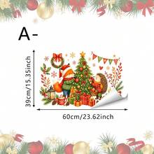 1/3件裝聖誕森林動物靜電窗貼，松鼠刺蝟狐狸裝飾聖誕樹、禮物雪花圖案，無殘膠可移除窗貼，居家窗戶節日派對室內裝飾用品 - 多色 - 查看 14