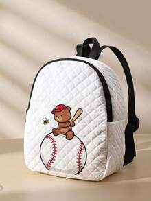 1pc Rhombus Pattern Backpack, School Bag, Storage Bag, Travel Storage Backpack, Animal Print Design, Large Capacity Foldable Easy Storage Bag, Lightweight Burden Reduction, Reinforced Double Shoulder Straps + Zipper Closure, Large Capacity Storage More Organized, Convenient And Practical For Retrieving Items, Suitable For Student School Bag, Girl's Commuter Backpack, Short Trip Bag, Campus Casual Backpack, Applicable For School Books, Daily Commute, Outdoor Travel - Multicolor - View 2