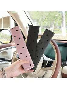 1pc Car Shoulder Cover Polka Dot Bowknot Soft Anti-Wear Car Shoulder Cover (The Number And Position Of Bowknots On The Shoulder Cover Are Random) - A - View 12