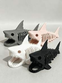 New 3D Printed Shark Skeleton Aquarium Decoration, Mini Fish Tank Decor, Animal Hiding Cave, Shark Fossil Hideout Fish Tank Landscaping, Suitable For Various Sizes Of Fish Tanks - Happy Aquarium - View 3