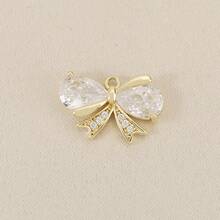 1/10Pcs Copper Bow‑Knot Cubic Zirconia Charms Pendants, For DIY Bracelet Necklace Jewelry Making, Gold & Silver Are Available For Selection - DIY Bow Charm - View 8