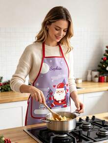 1pc Personalized Customized 2026 New Year Christmas Party Decoration Digital Print Apron, Creative Waist Apron For Home Holiday - Multicolor - View 2