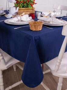 Toalha De Mesa Em Oxford Liso Azul Marinho Diversos Tamanhos - Azul Marinho - Visão 2
