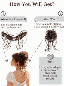 A Loose, Curly Hair Tie Bun With Flowing, Wispy Strands; A Clip-On Updo For Easy Wear And Quick Styling, Suitable For Everyday Wear By Women. - Multicolor - View 6