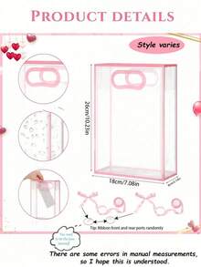 Transparent Gift Bags With Black Trim And Satin Bow; Reusable Transparent PVC Tote Bags For Classroom Rewards, Wedding, Bridal Shower, Birthday Gift Packaging And More. These Gift Bags Can Also Be Used To Wrap Flowers, Perfect For Use In Boutiques (Available In Multiple Colors). - Transparent Gift Bag - View 9