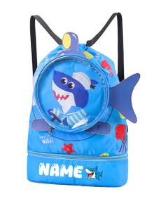 1pc Personalized Back To School Large Capacity Shark Drawstring Bag Travel Backpack With Versatile Cute Shark Print, Independent Shoe Compartment, Zipper Closure Nylon Material, Suitable For Outdoor Sports, Fitness, Swimming, Daily Commute. Birthday Gift. - Multicolor - View 19