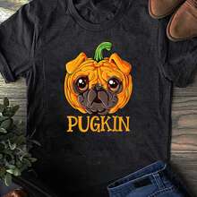 Pugkin T-Shirt: Funny Halloween Pug Pumpkin Dog Lover Tee - Black - View 1