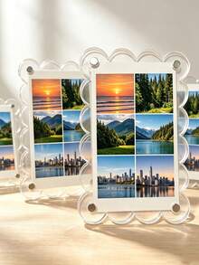 Acrylic Magnetic Refrigerator Photo Frame, Transparent Wavy Edge Acrylic Photo Frame, Suitable For Mini And Wallet Size Photos, Transparent Refrigerator Magnet Photo Display Stand, Wallet Size Photo Frame, Refrigerator Decoration - Multicolor - View 2